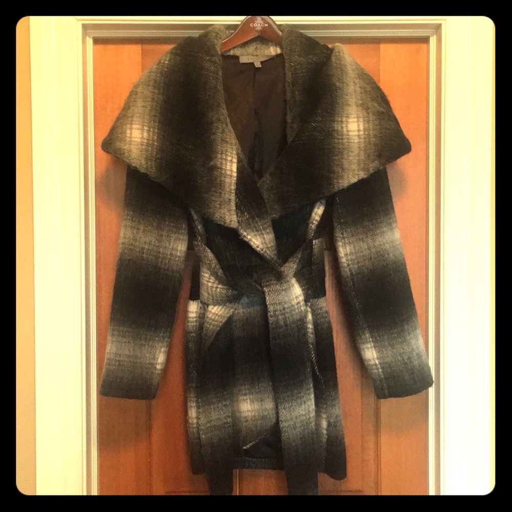 Plaid wrap coat medium